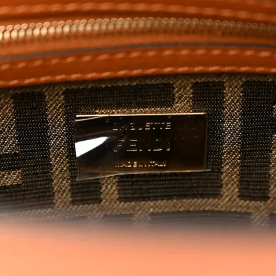 Fendi Small Baguette Brandy Shiny Nappa Leather Gold Hardware