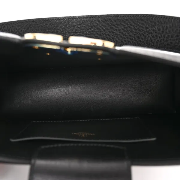 Valentino Garavani Medium VLogo Signature Shoulder Bag Black Grainy Calfskin Leather Gold Hardware - Image 7