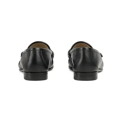 Gucci black horse bit buckle flat bottom Loafers