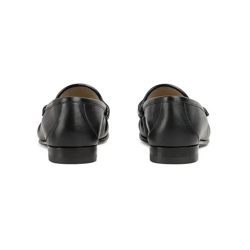 Gucci black horse bit buckle flat bottom Loafers