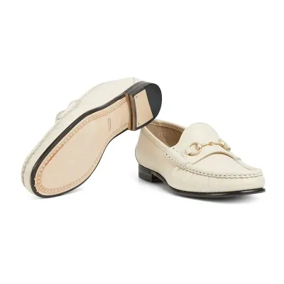 Gucci white horse bit buckle flat bottom Loafers