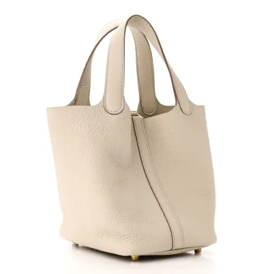 Hermès Picotin Lock 18 PM Béton Taurillon Clemence Leather Gold Hardware