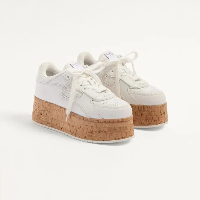 VALENTINO FREEDOTS XL Calf leather and cork sneakers