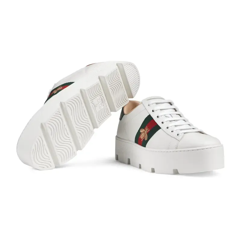 Gucci Ace series platform sneakers woven fabric women's sports shoes