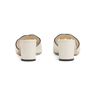 Gucci white high-heeled slippers