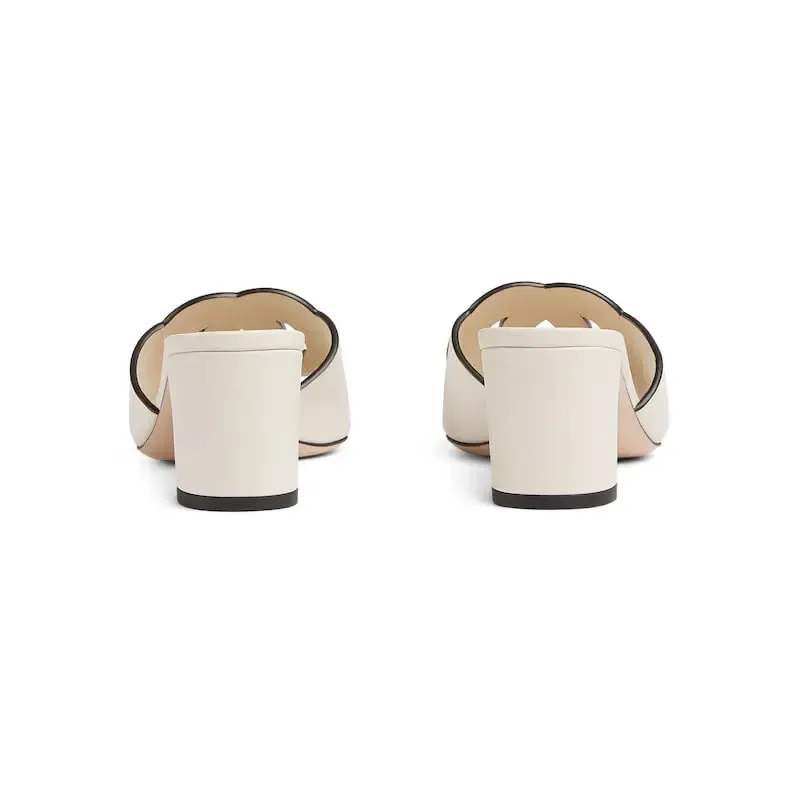 Gucci white high-heeled slippers