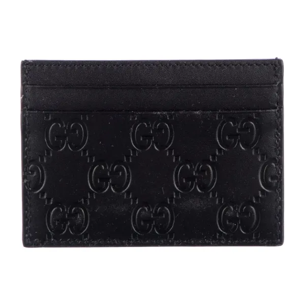 Gucci Small Card Holder Black GG Signature Leather