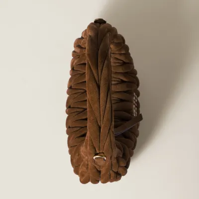 Miu Miu Wander Matelassé Suede leather handbag Brown Crossbody Bags