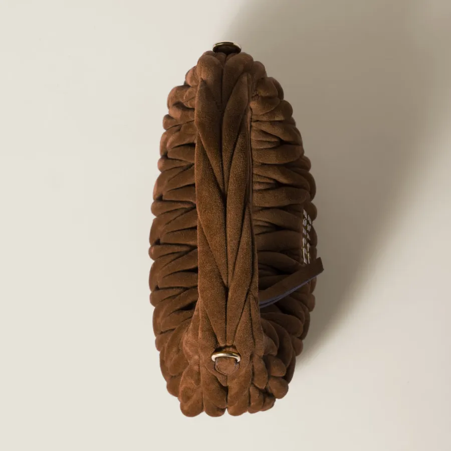 Miu Miu Wander Matelassé Suede leather handbag Brown Crossbody Bags