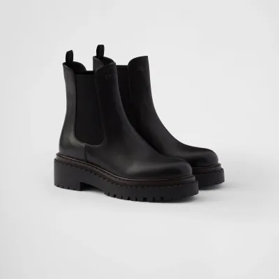 PRADA Black leather Chelsea boots