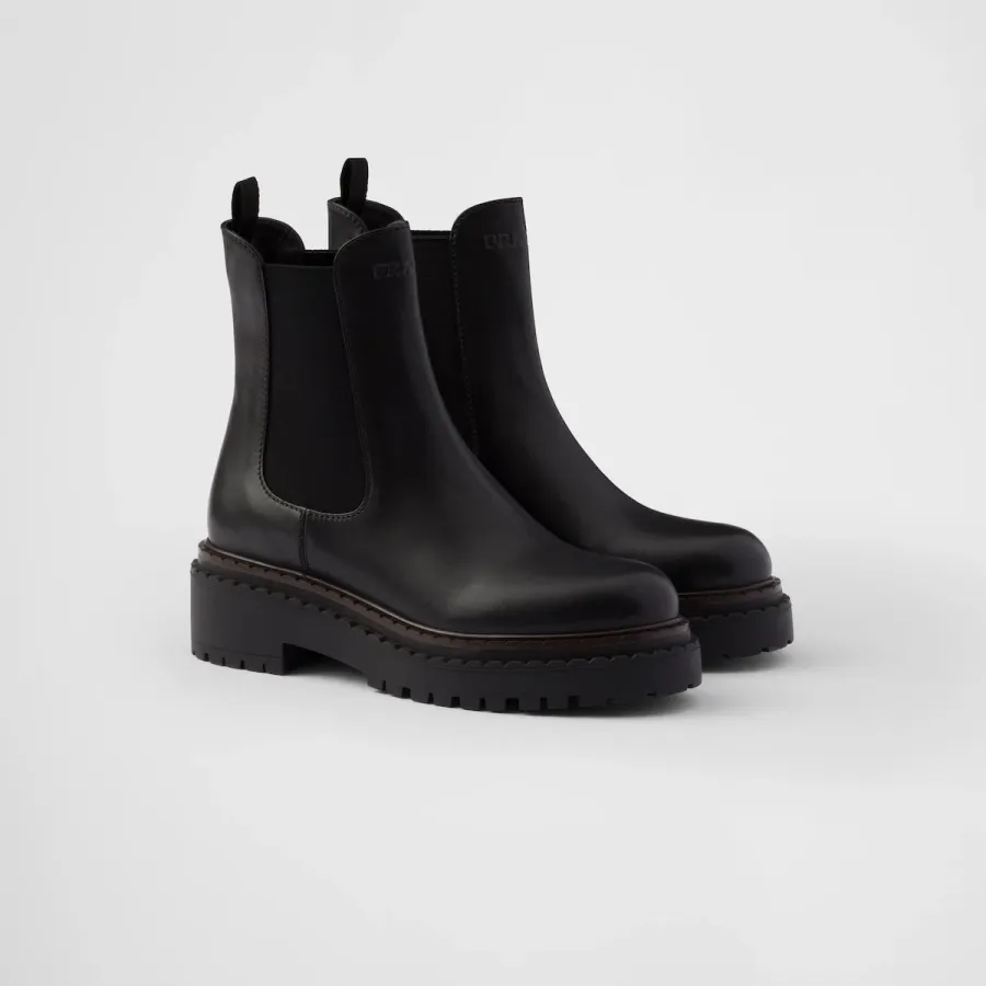 PRADA Black leather Chelsea boots