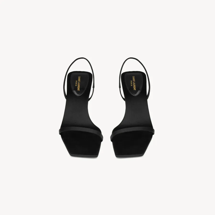 Yves Saint Laurent Black crepe satin stiletto sandals