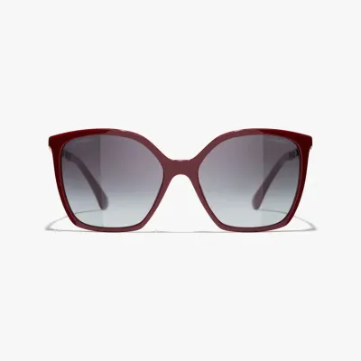 CHANEL square frame glasses red color size 57-17-140