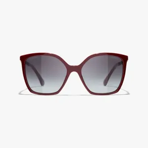 CHANEL square frame glasses red color size 57-17-140