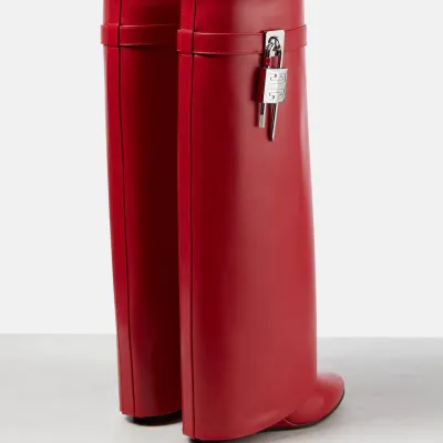 GIVENCHY Red leather knee-high boots
