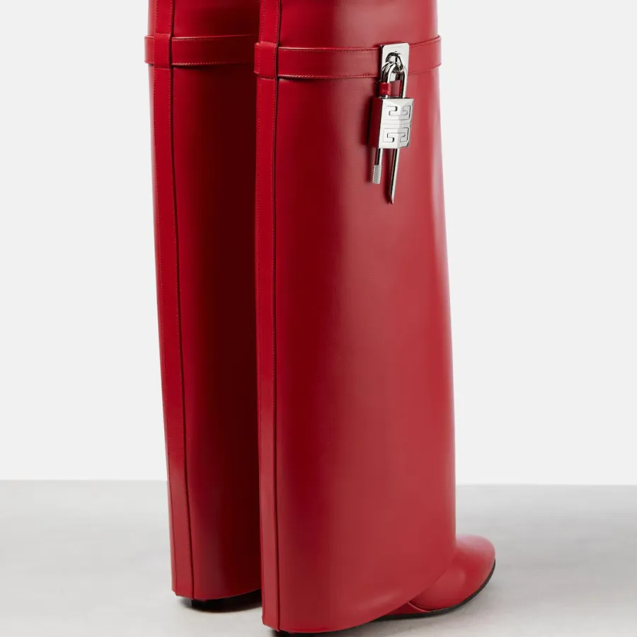 GIVENCHY Red leather knee-high boots
