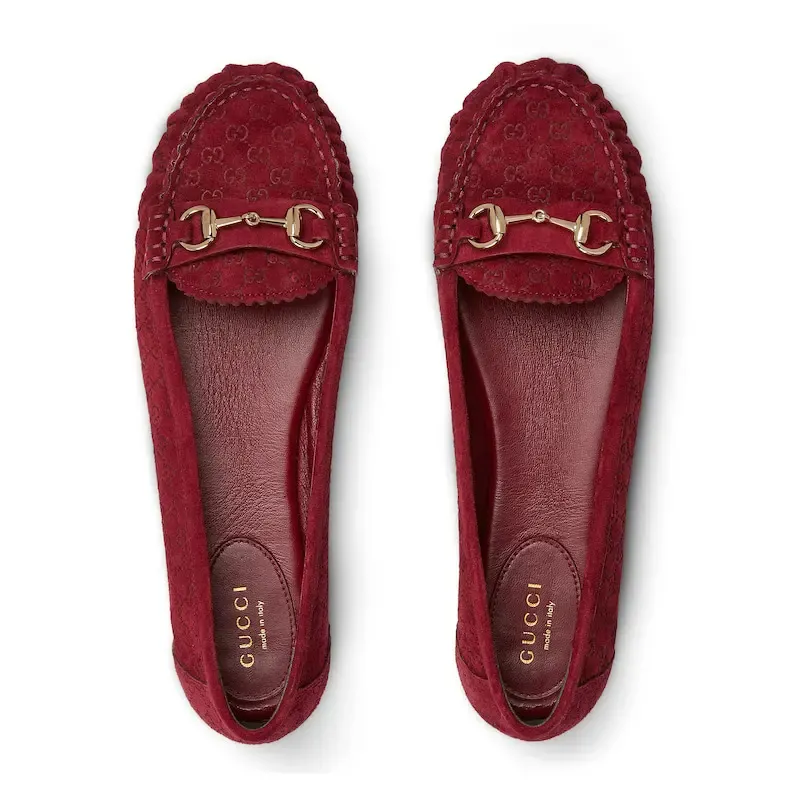 Gucci red round - toed casual shoes Flat Shoes