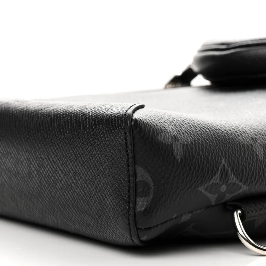 Louis Vuitton Duo Slingbag MM Black Taigarama Leather Silver Hardware