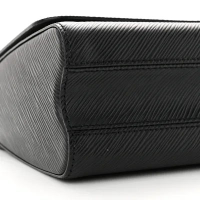 Louis Vuitton Twist MM Monogram Flower Chain Shoulder Bag Black Epi Leather Brass Hardware