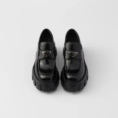 PRADA Black Monolith patent leather Loafers