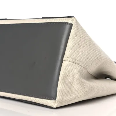 Balenciaga S Navy Cabas Naturel Gris Acier Cotton Canvas & Calfskin Leather