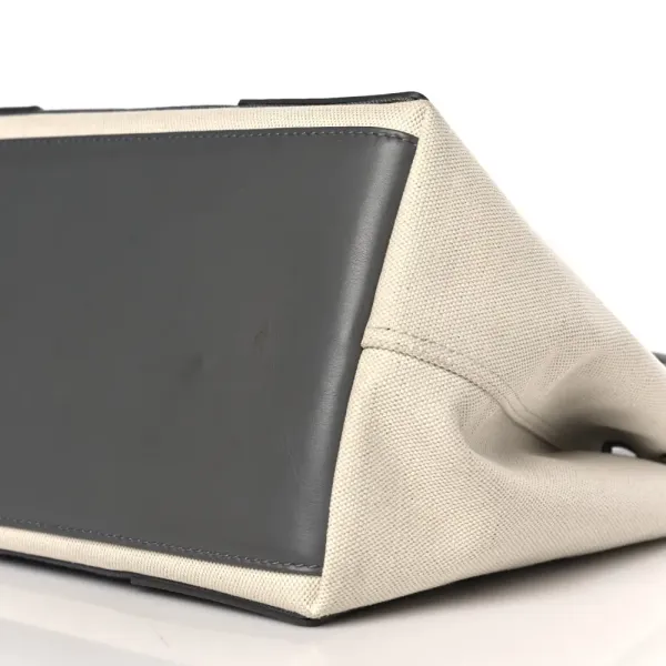 Balenciaga S Navy Cabas Naturel Gris Acier Cotton Canvas & Calfskin Leather - Image 4