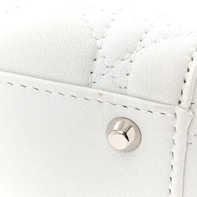 Dior Mini Lady Dior White Lambskin Cannage Leather Silver Hardware