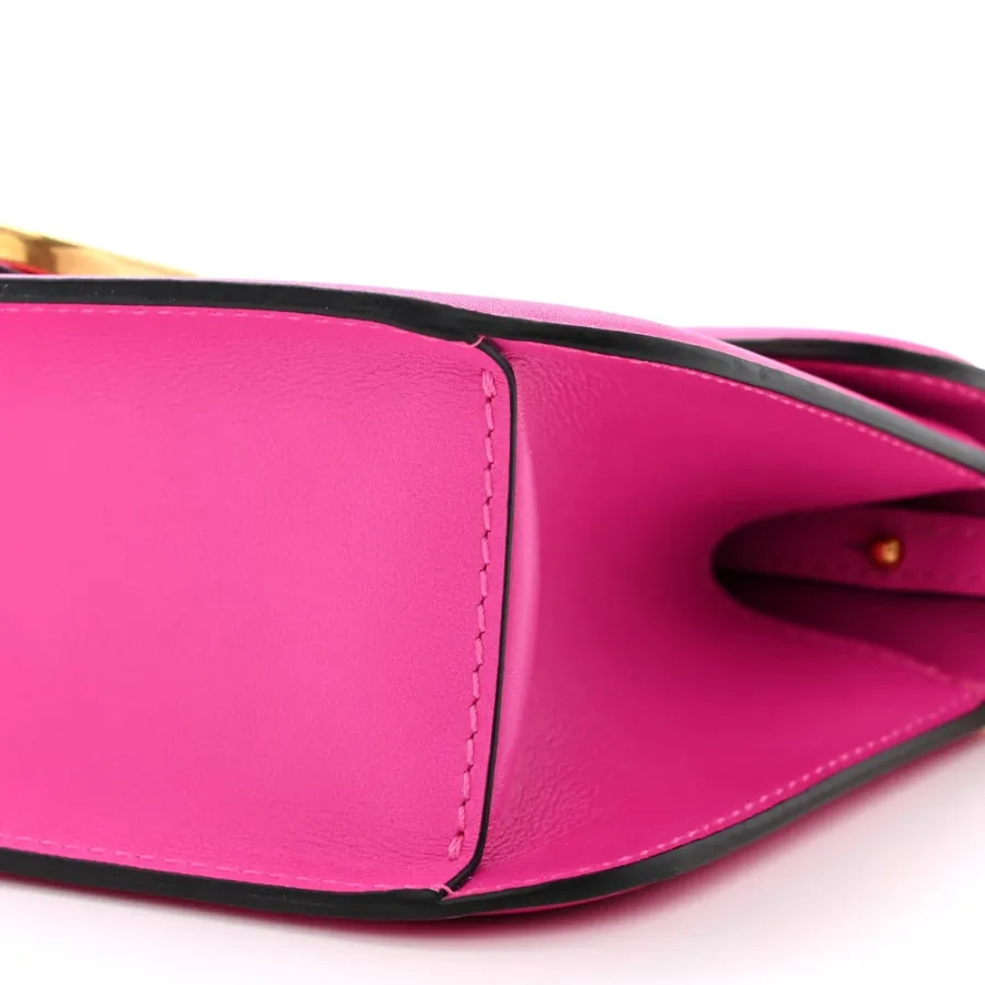 Valentino Garavani Small VLogo Loco Shoulder Bag Pink PP Calfskin Leather Gold Hardware