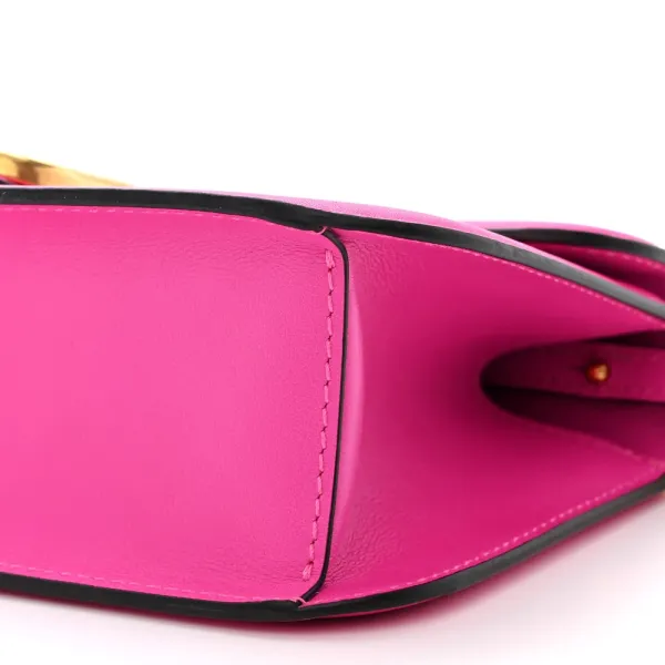 Valentino Garavani Small VLogo Loco Shoulder Bag Pink PP Calfskin Leather Gold Hardware - Image 5