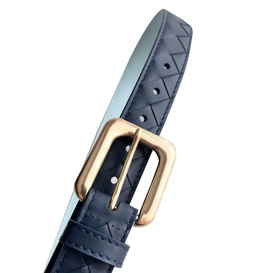 Bottega Veneta Women's Chain Link Belt In Blue/Black/Pink Calfskin With Gold/Silver Hardware 25mm