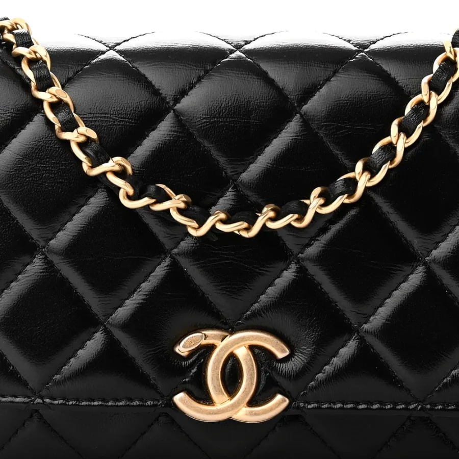 Chanel Flap Phone Holder - Small Black Quilted Lambskin