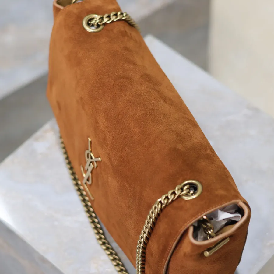 Saint Laurent Khaki Kate Reversible Chain Bag (Suede & Smooth Leather / Suede & Crocodile Pattern) Crossbody Bags