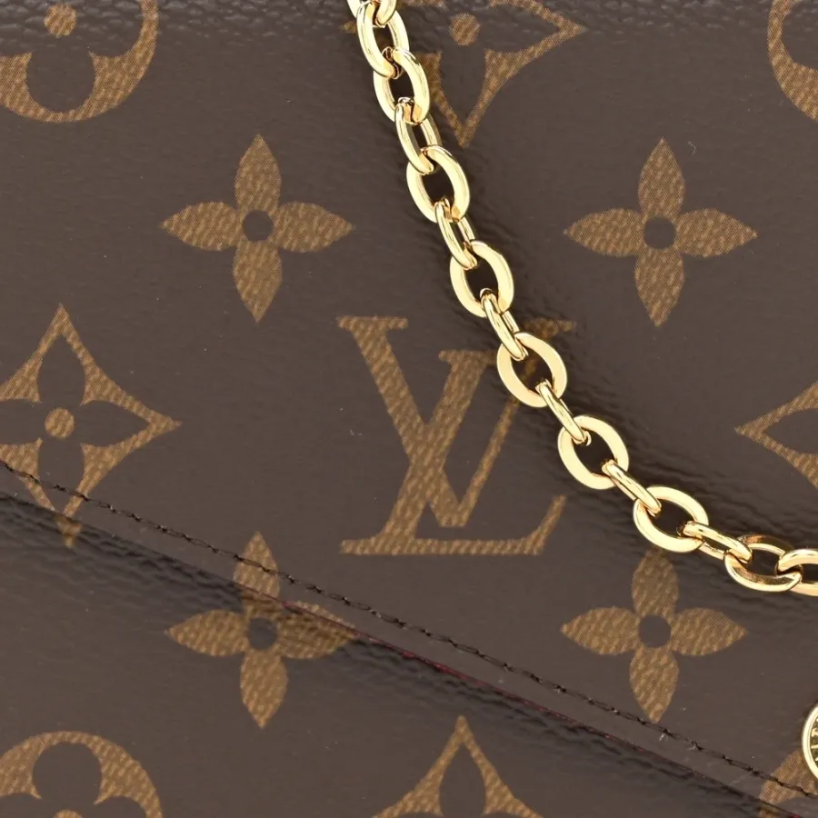 Louis Vuitton Pochette Felicie Chain Wallet PM Monogram Canvas Gold Hardware