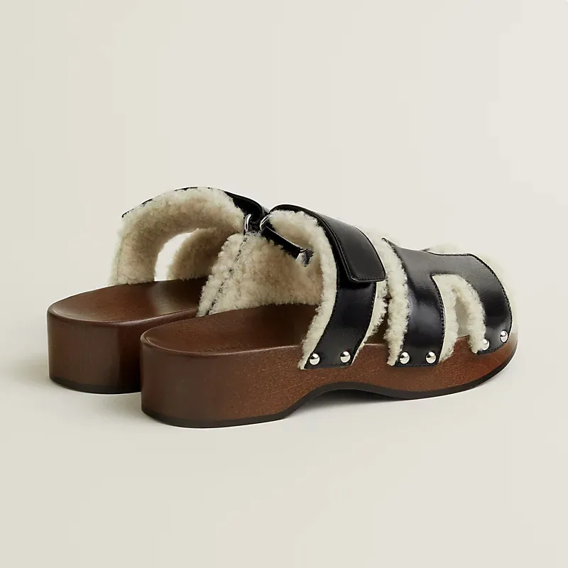 HERMES  Kos Slippers High-heeled slippers Black High Heels Sandal