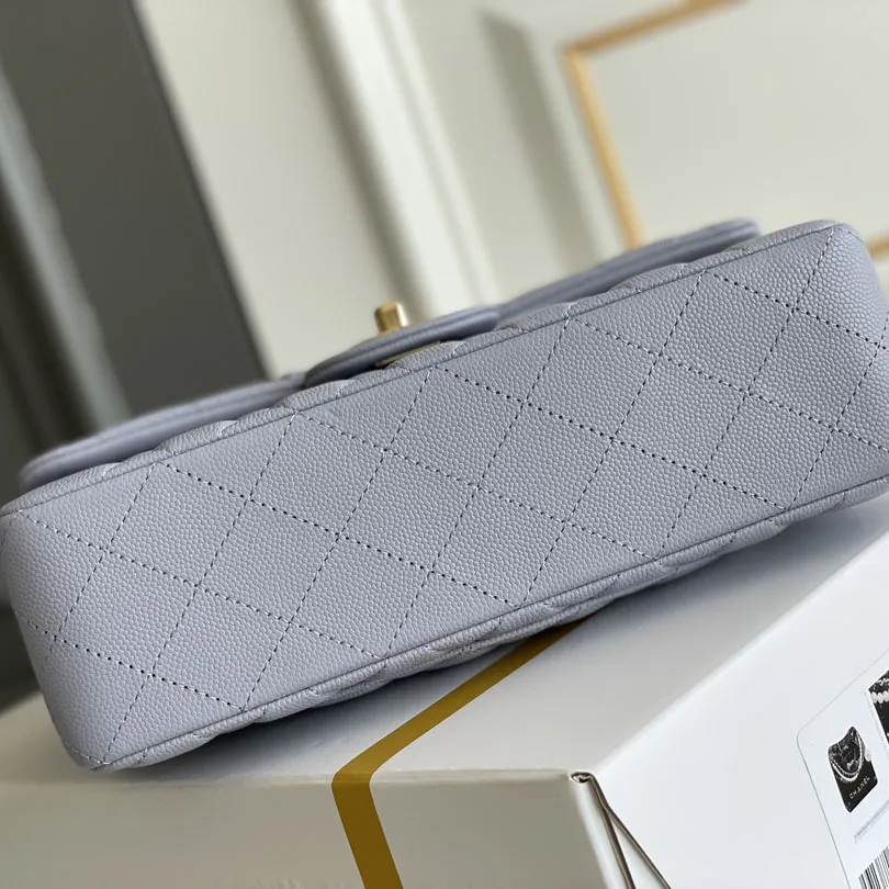 Chanel CF Purple / Green Quilted Caviar Leather Crossbody Bags