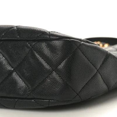 Chanel Twist Your Buttons Hobo Medium Black Quilted Caviar Leather Aged Gold Hardware