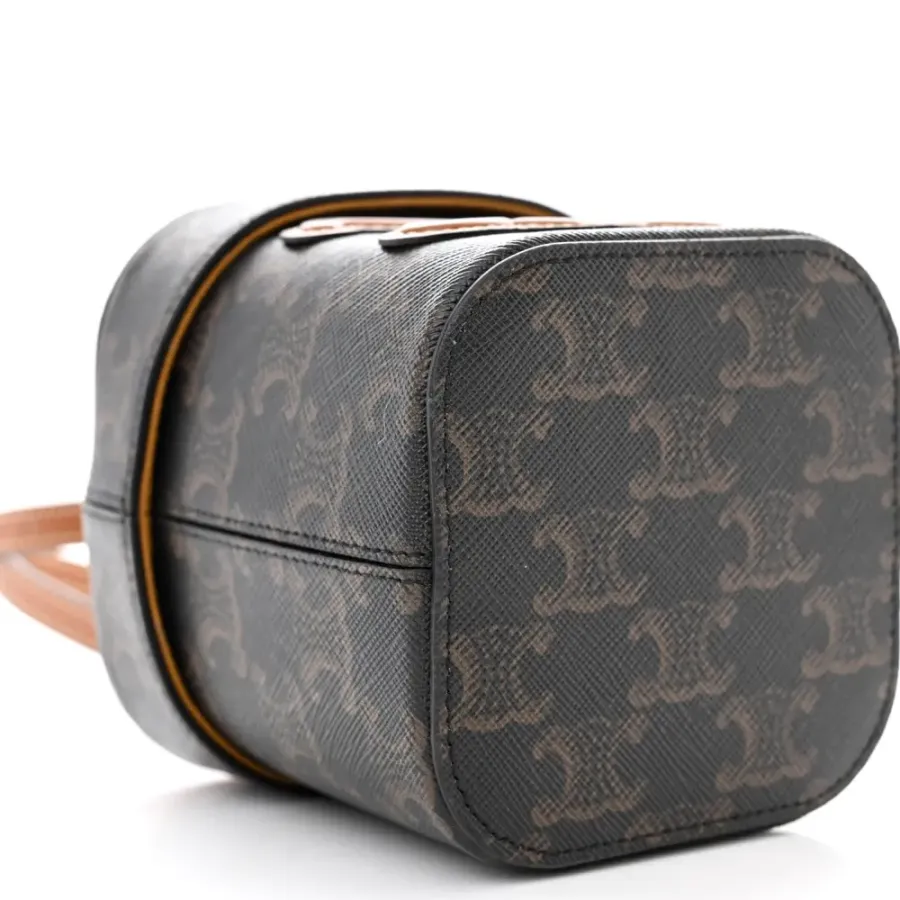 Celine Small Cuir Triomphe Box Tan Triomphe Canvas & Calfskin Leather