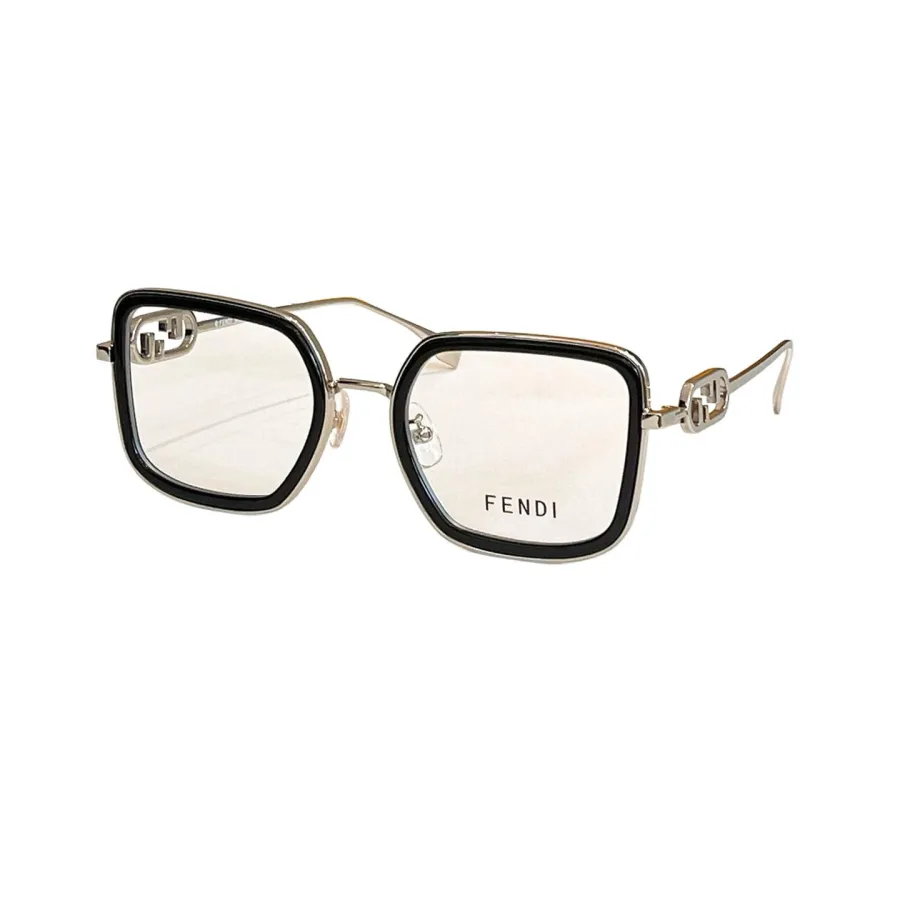 Fendi square frame glasses silver/gold/red gold/green gold/leopard gold/brown leopard/eggplant/black silver/red brown/green/brown monogram color Size 55口19-145