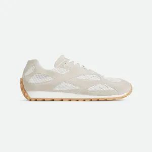 Bottega Veneta Orbit Flash Sneakers In White Weathered Suede Leather And Mesh Lace-Up Sneaker