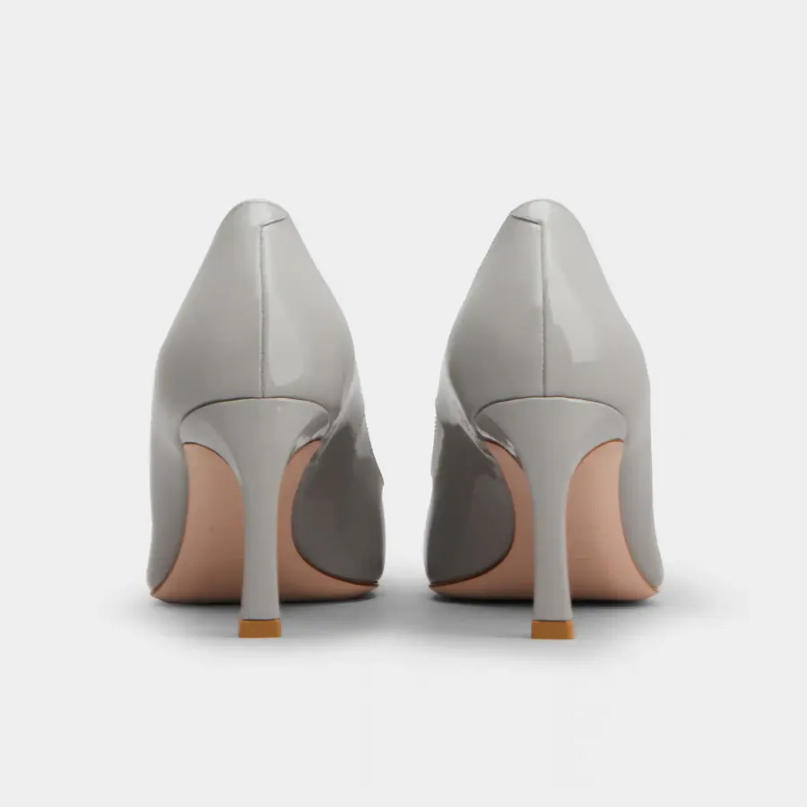 Roger Vivier Trompette Pumps High Heels In Grey Patent Leather With Metal Buckle (Heel Height 7cm)