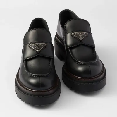 PRADA Black leather loafers