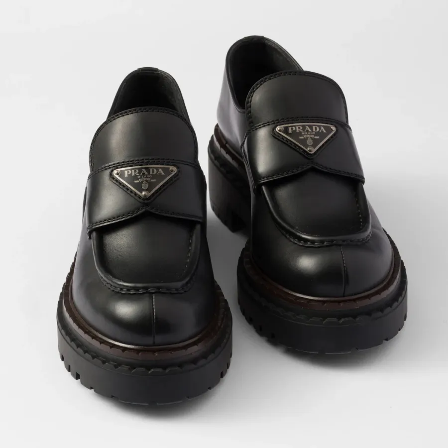 PRADA Black leather loafers