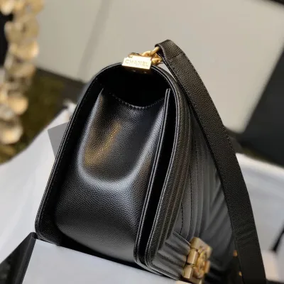 Chanel Lleboy Black Quilted Caviar Leather Shoulder Bags Crossbody Bags