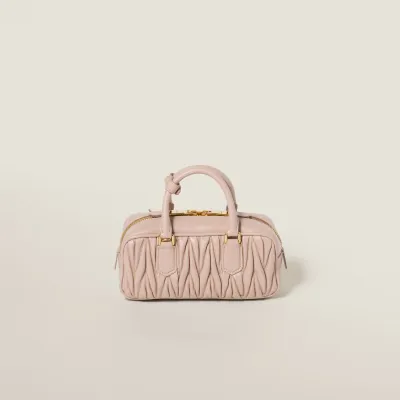 Miu Miu Arcadie matelassé Quilted Lambskin Leather Pink Top-Handle Bags