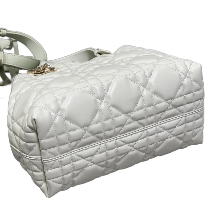 Dior Medium Dior Toujours Bag In White/Tan/Blue/Pale Pink/Burgundy/Cloudy Grey/Stone Grey Macrocannage Calfskin With Gold/Silver Hardware