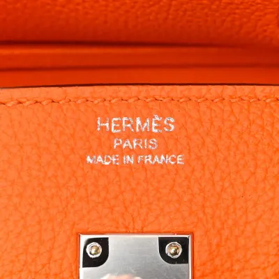 Hermès Birkin 25 Orange Minium Togo Leather Silver Hardware