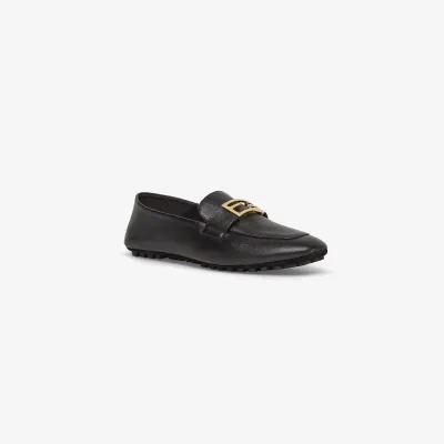 FENDI Black leather loafers