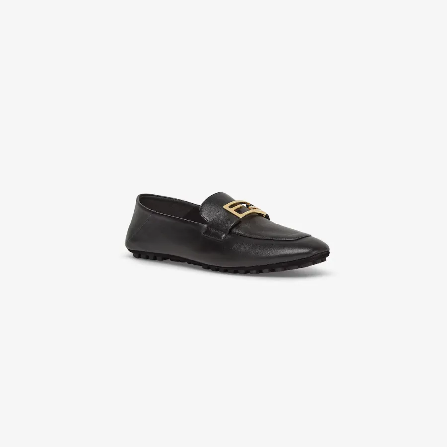 FENDI Black leather loafers