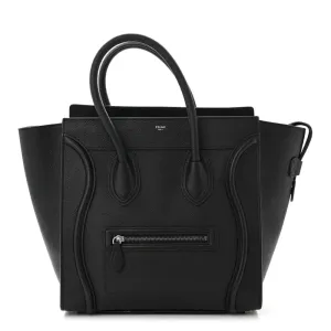 Celine Mini Luggage Bag Black Drummed Calfskin Leather Gold Hardware