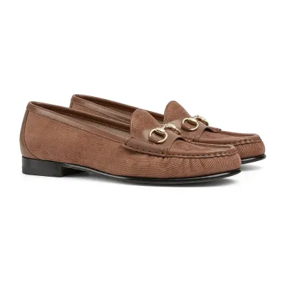 Gucci brown horse bit buckle flat bottom Loafers